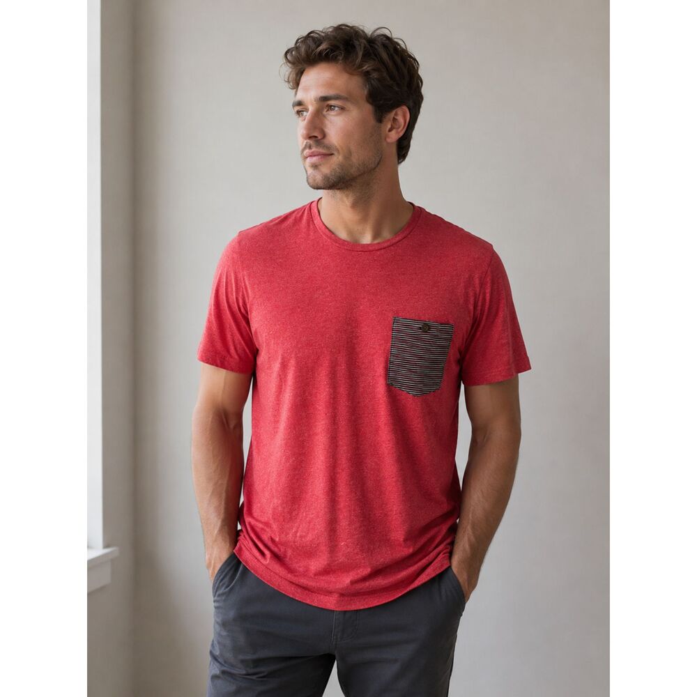 Ted Baker London Short Sleeve Pocket Tee Red Heather Men's 6 (2XL)